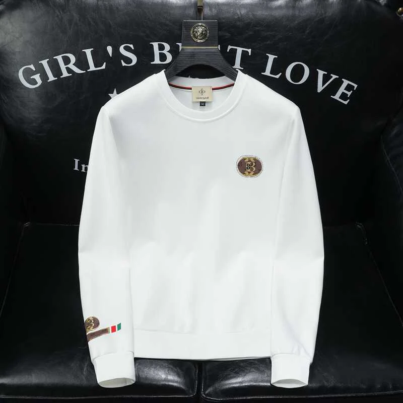 希敦纽勒欧货长袖圆领卫衣男士时尚舒适印花烫钻打底衫休闲T恤