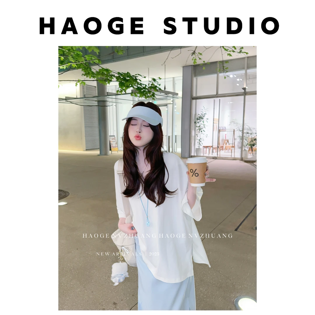 浩哥严选●爆款回归C4TX4809A夏季时尚不规则设计百搭宽松白T恤