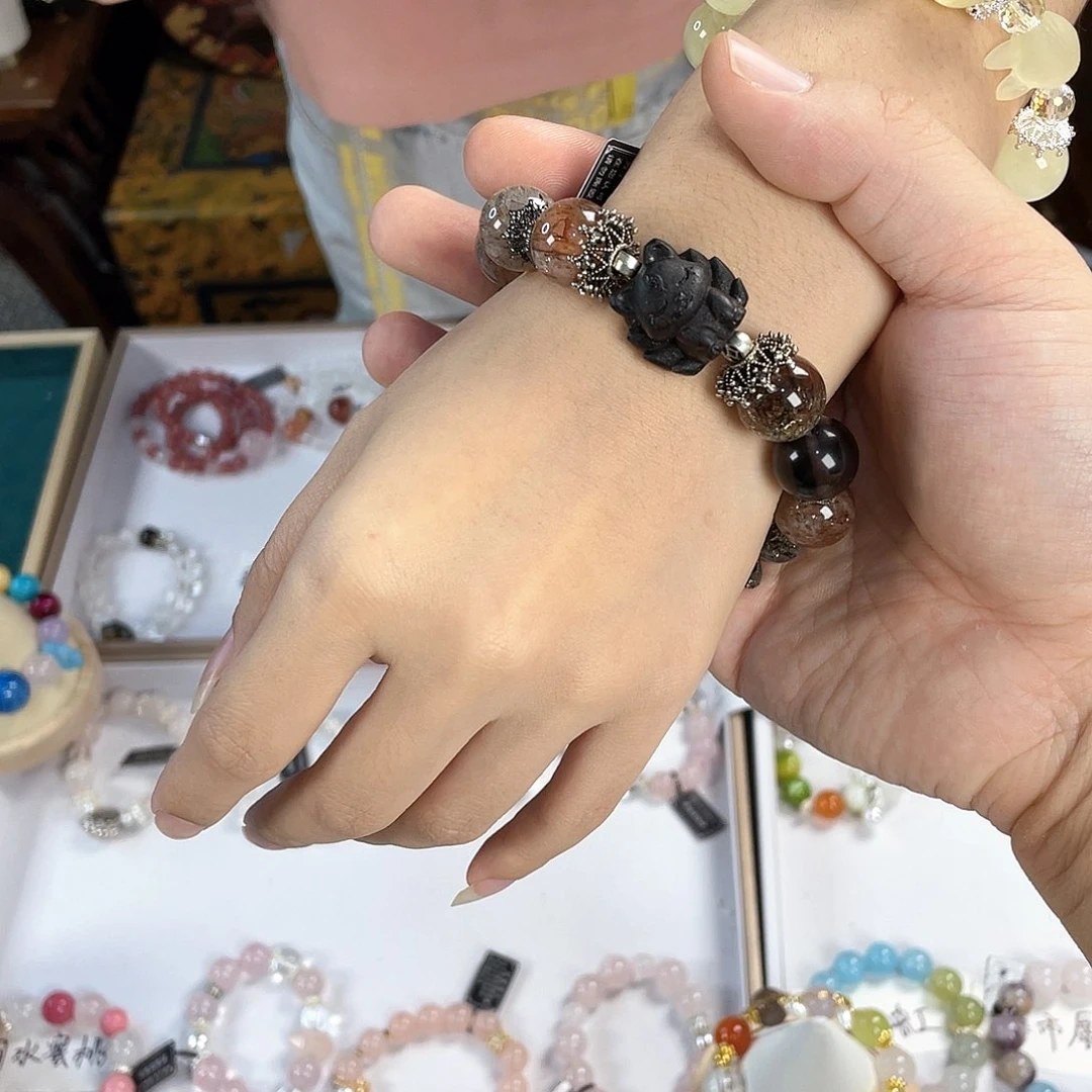 水晶手链银S925镀金镶嵌