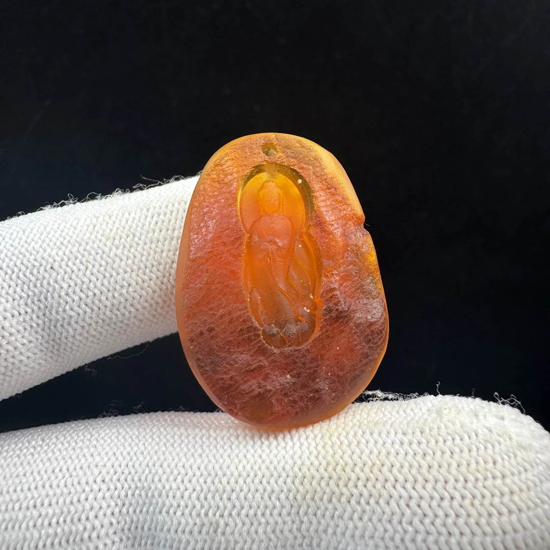 D3319【瑕疵】天然原矿蜜蜡 雕刻牌23*33*6.7mm支持复检假一罚十