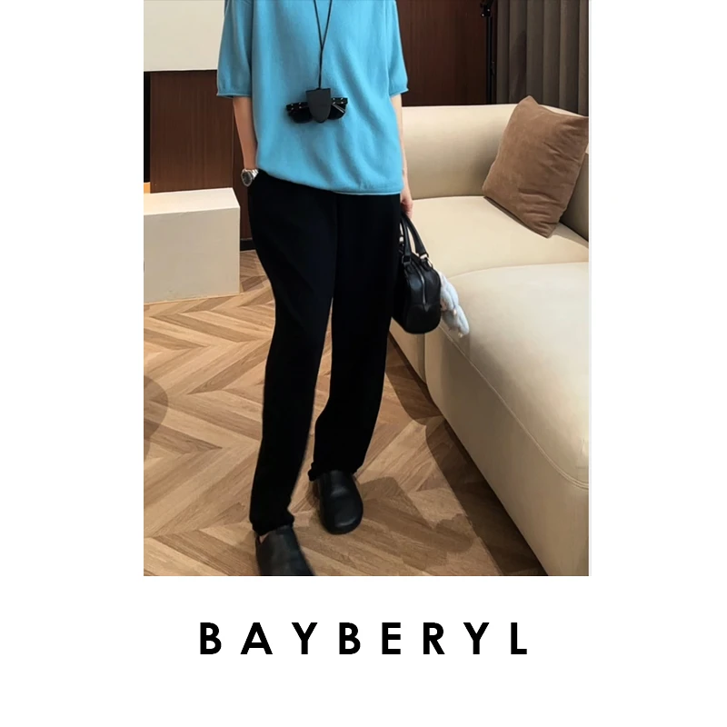 BAYBERYL老贝羊毛胖丁*针织慵懒抽绳松紧秋休闲裤XXK5H1302-9/14