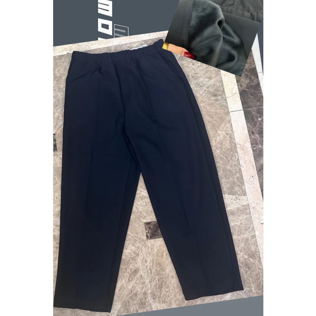 1519加绒加肥加大松紧高腰休闲小西裤女裤显瘦百搭遮肉七分裤