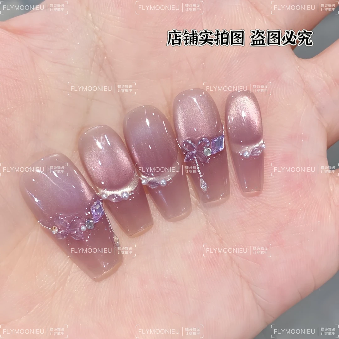 九紫离火  蝶诗舞  纯手工定制美甲贴片 早春高级定制穿戴甲10片