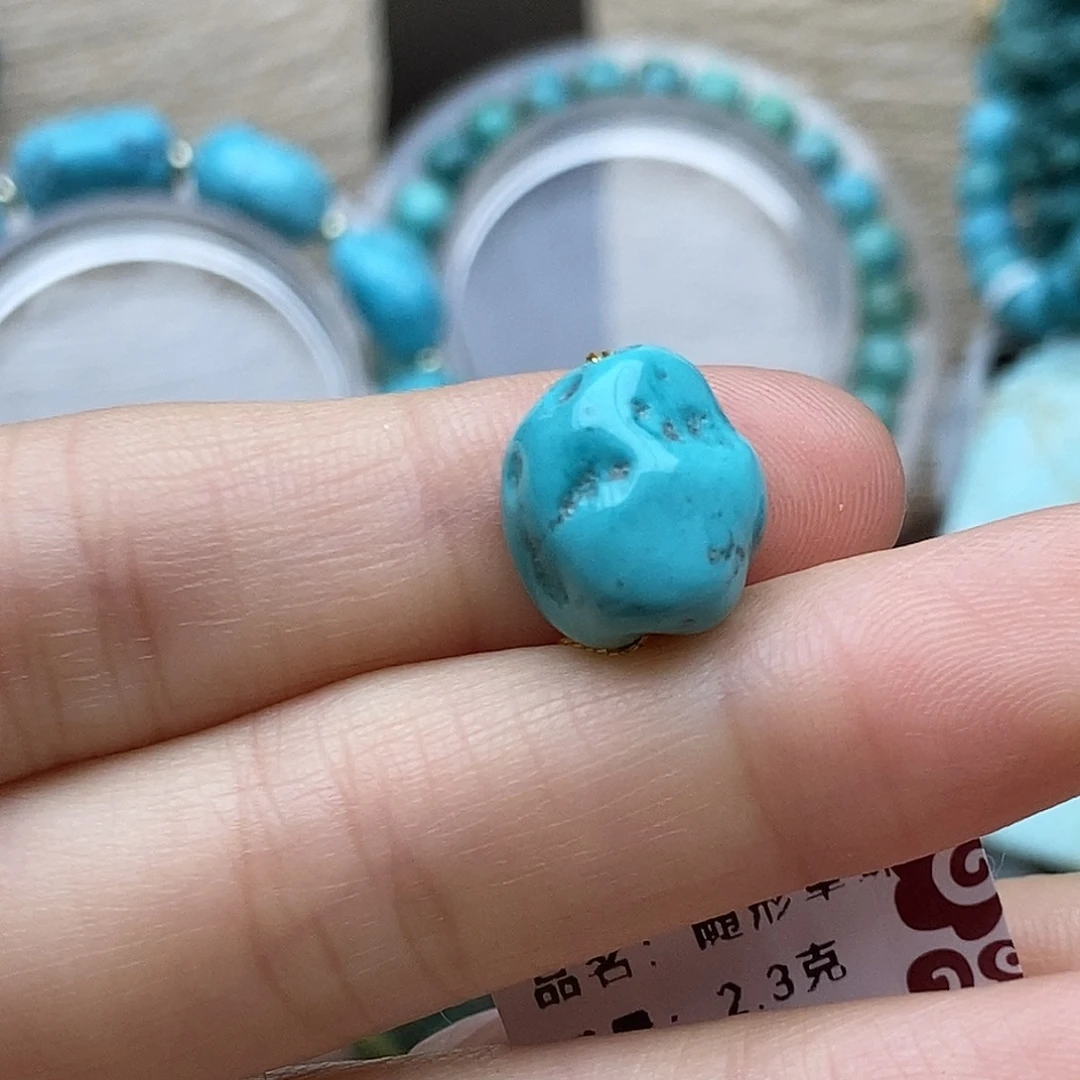 绿松石未镶嵌瓷釉级玉化绿随行