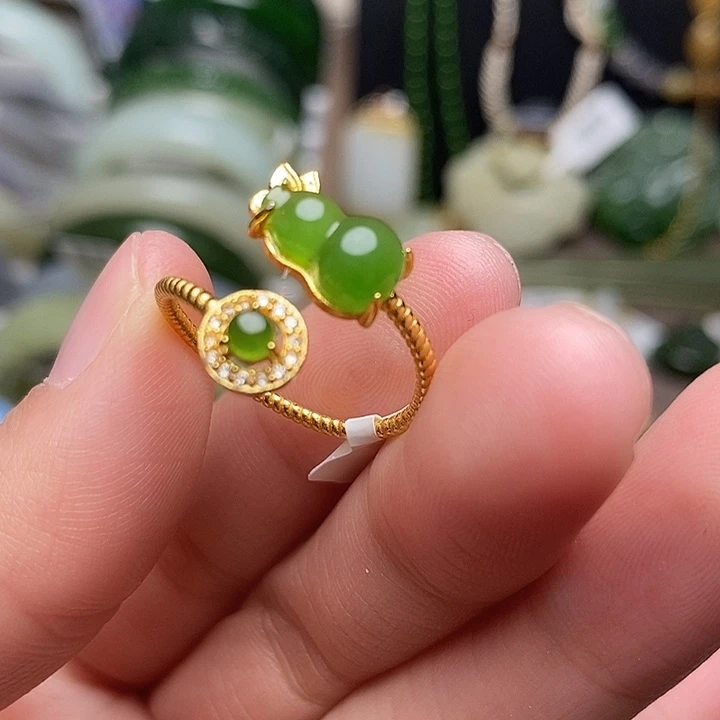 和田玉银S925镶嵌戒指