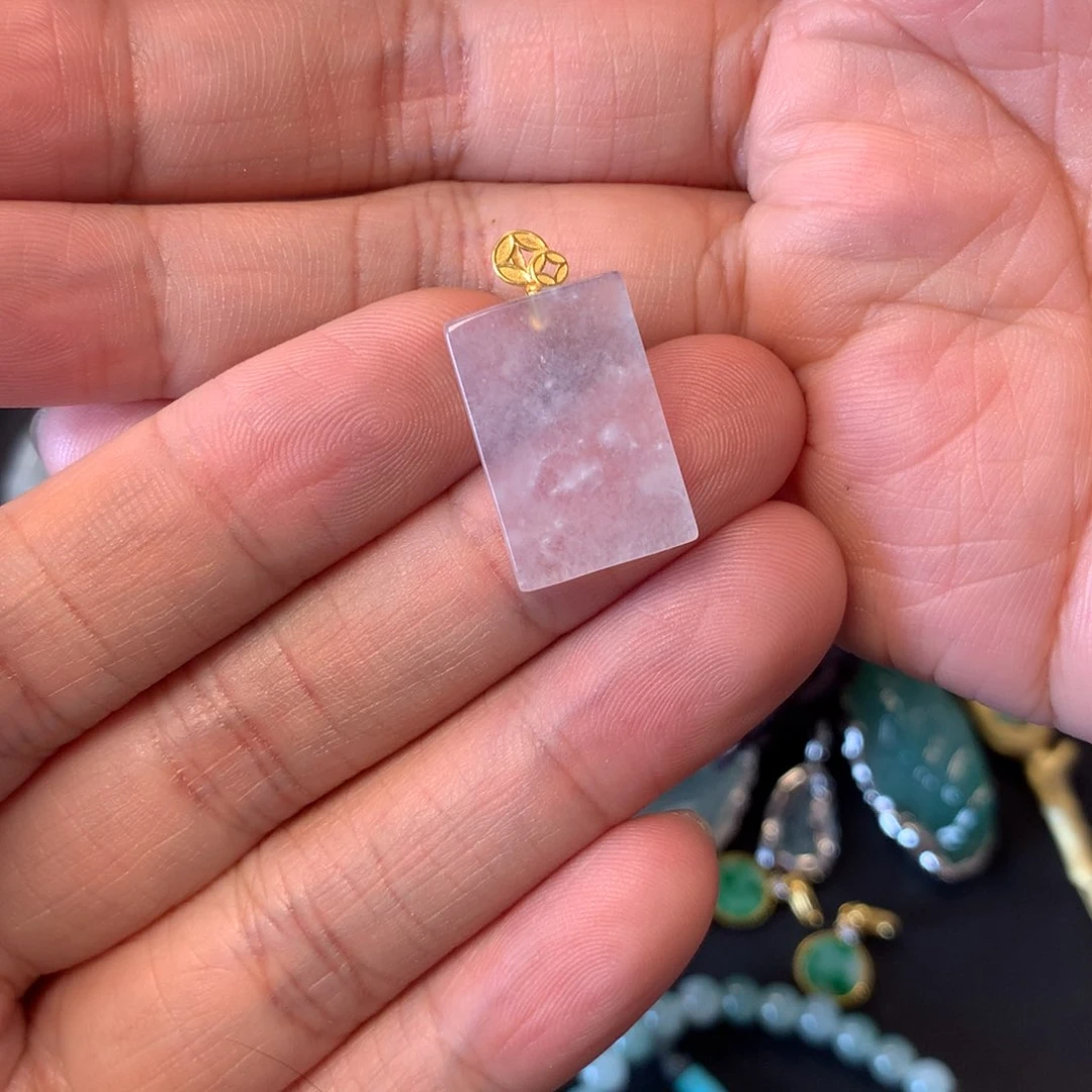 翡翠吊坠(不含链)18K金镶嵌