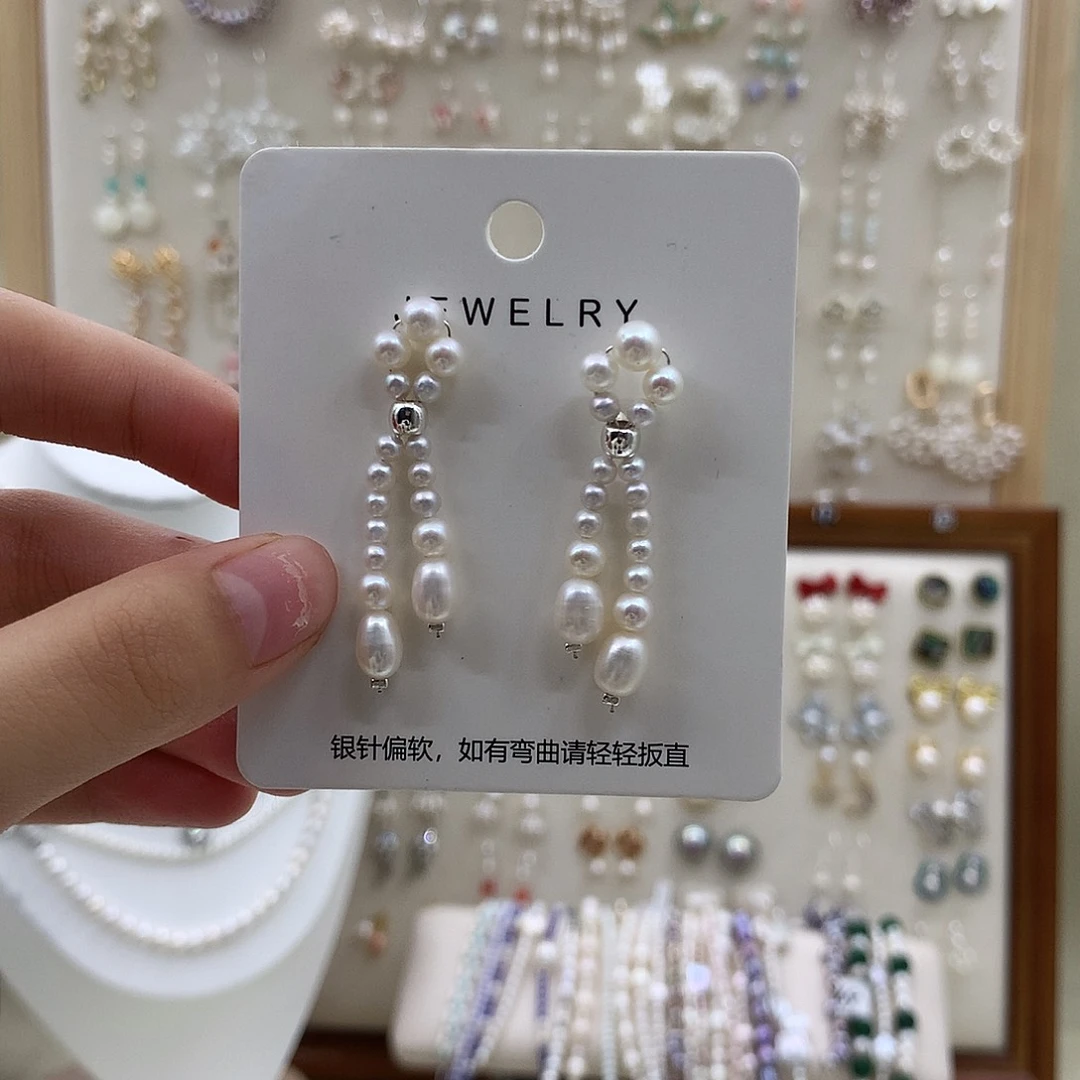 银S925镶嵌淡水珍珠耳饰