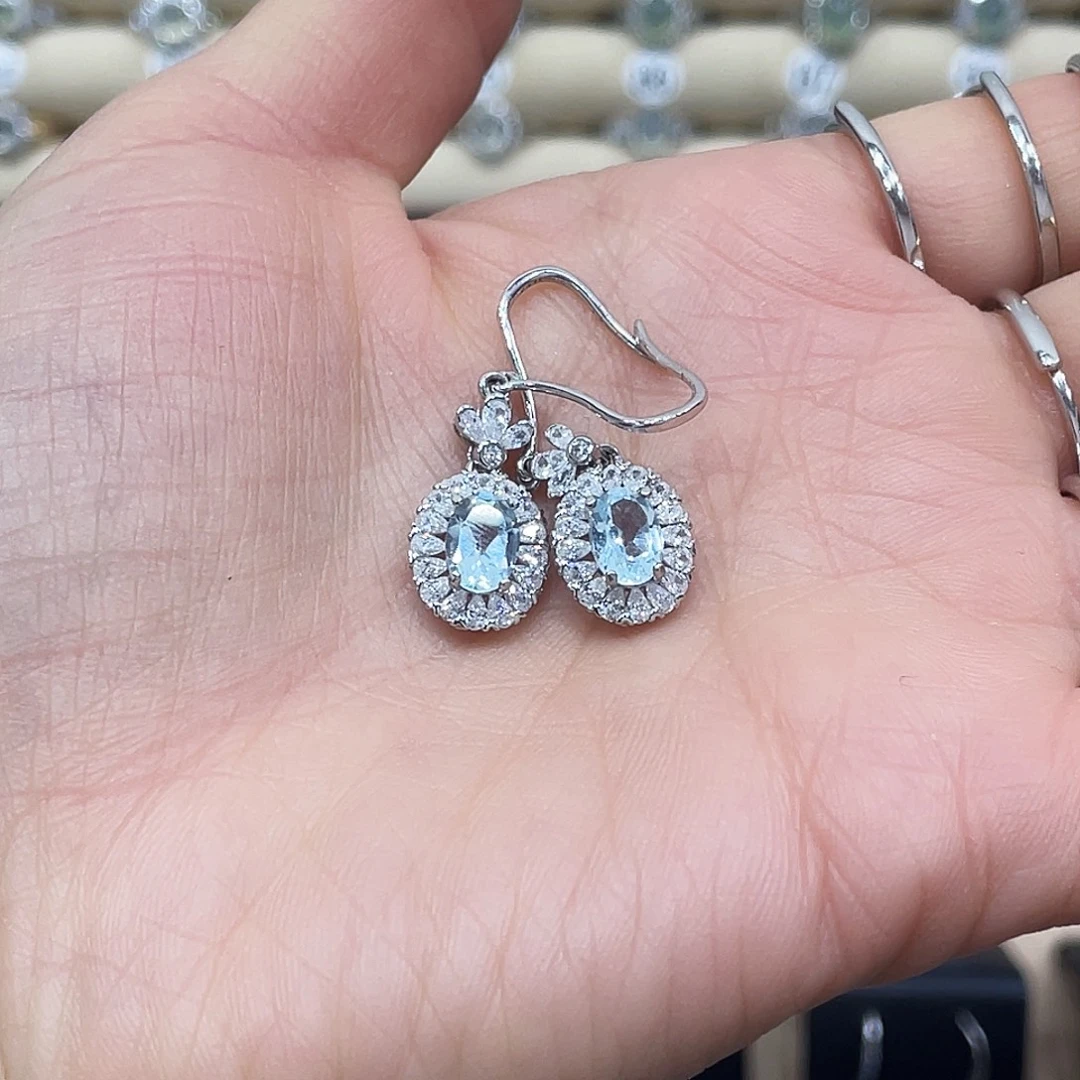 耳饰托帕石银S925镶嵌