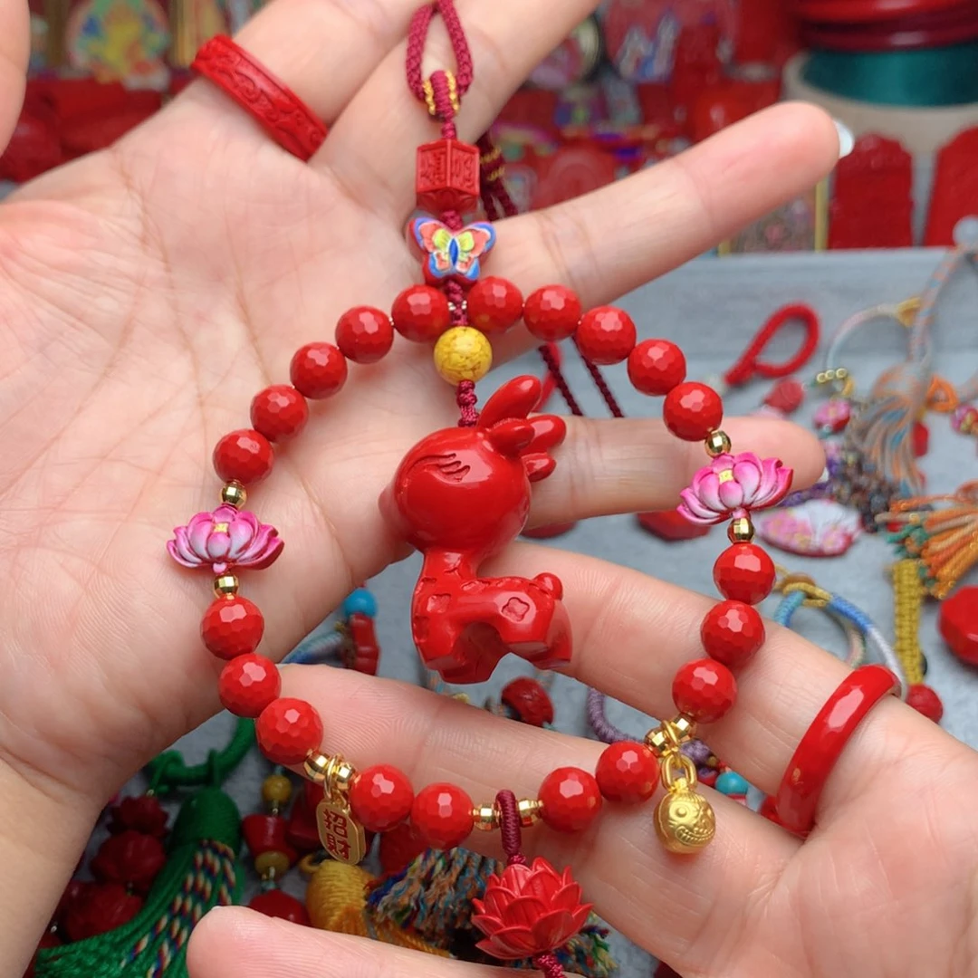 天然辰砂工艺品朱砂一路平安车挂