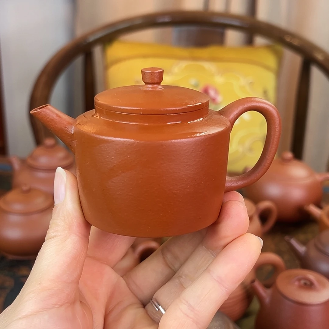 紫砂茶壶精品原矿 折肩宫灯 生砂朱泥 薄胎 130cc