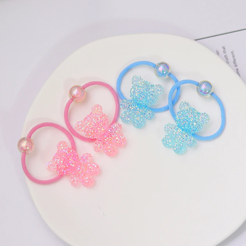 韩版新款卡通砂糖小熊头绳发圈儿童一对可爱发绳新款小女孩发饰