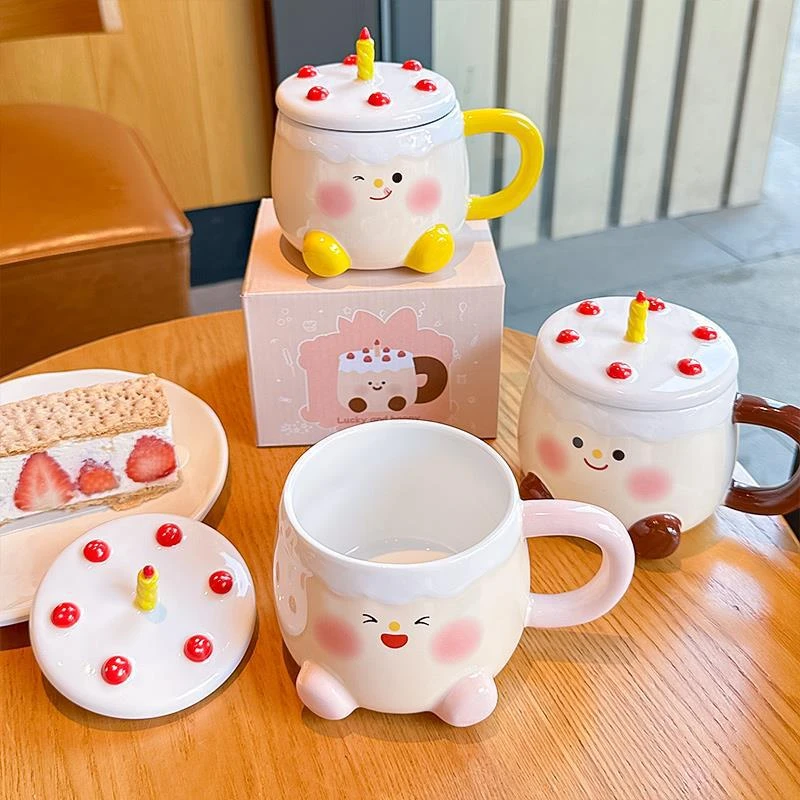 高颜值蛋糕陶瓷杯咖啡杯喝水杯子马克杯送女友生日礼物伴手礼双11