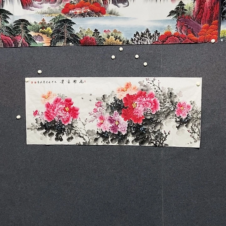 国画小六尺牡丹一副
