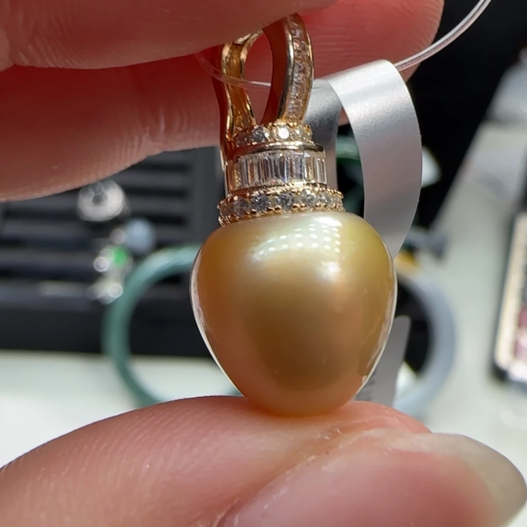 银S925镶嵌海水珍珠吊坠(不含链)