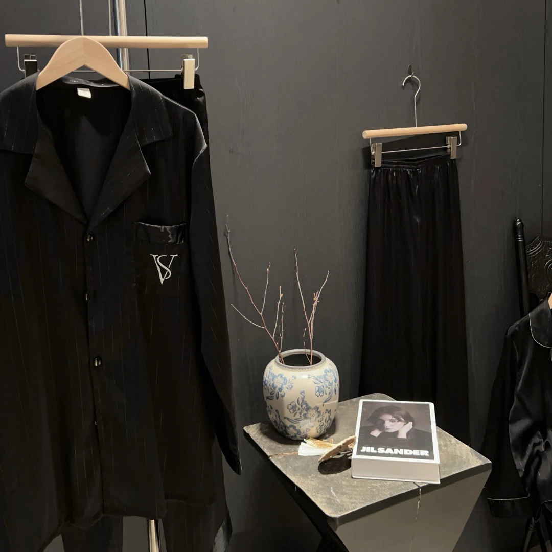 【V密银丝】春秋新款男士情侣睡衣高质量水光丝长袖长裤宽松家居服