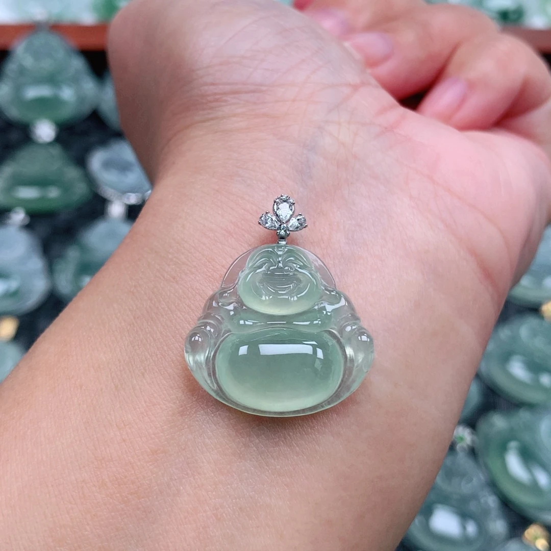 翡翠18K金镶嵌吊坠(不含链)