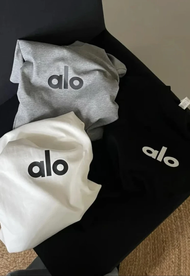 【5号链接-alo】潮牌高奢侈男女同款简约重磅纯棉情侣休闲百搭T恤