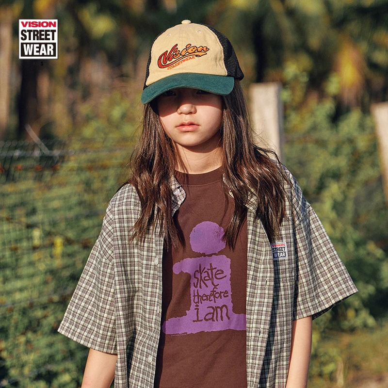 VISION童装 美式复古工装软顶货车帽撞色网眼卡车帽春夏