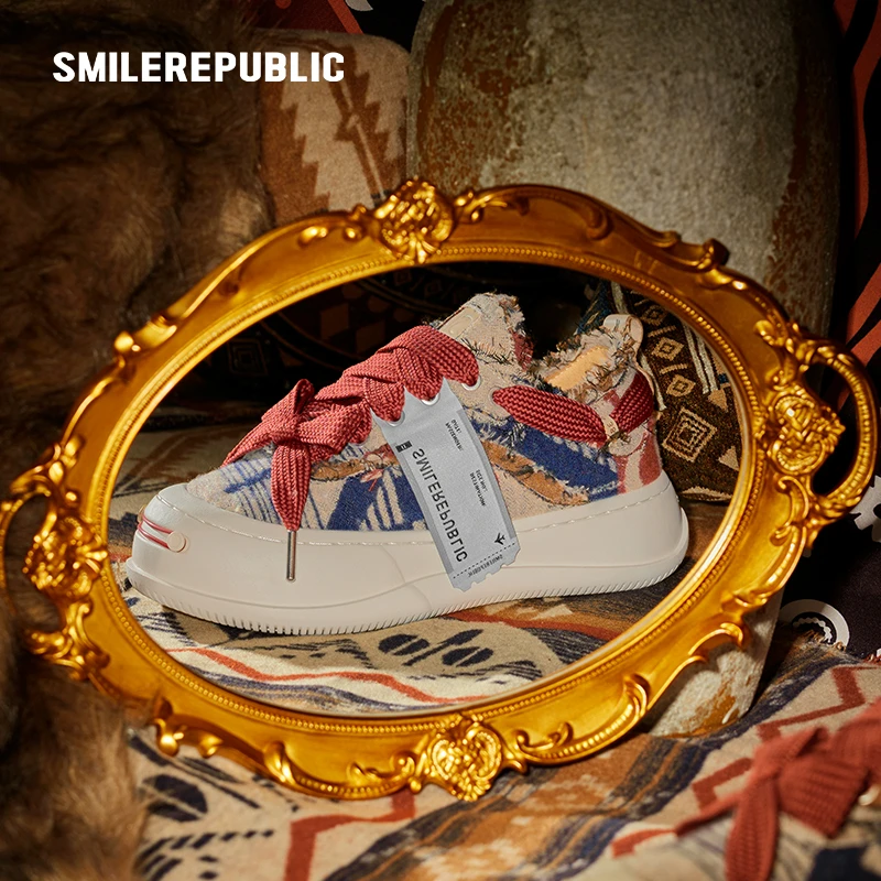 【王力宏同款】SMILEREPUBLIC开口笑民族厚底鞋多巴胺丑萌面包鞋