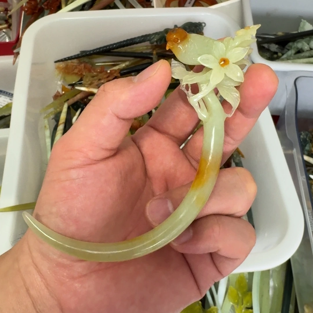 岫玉发饰未镶嵌明君玉簪就是好看