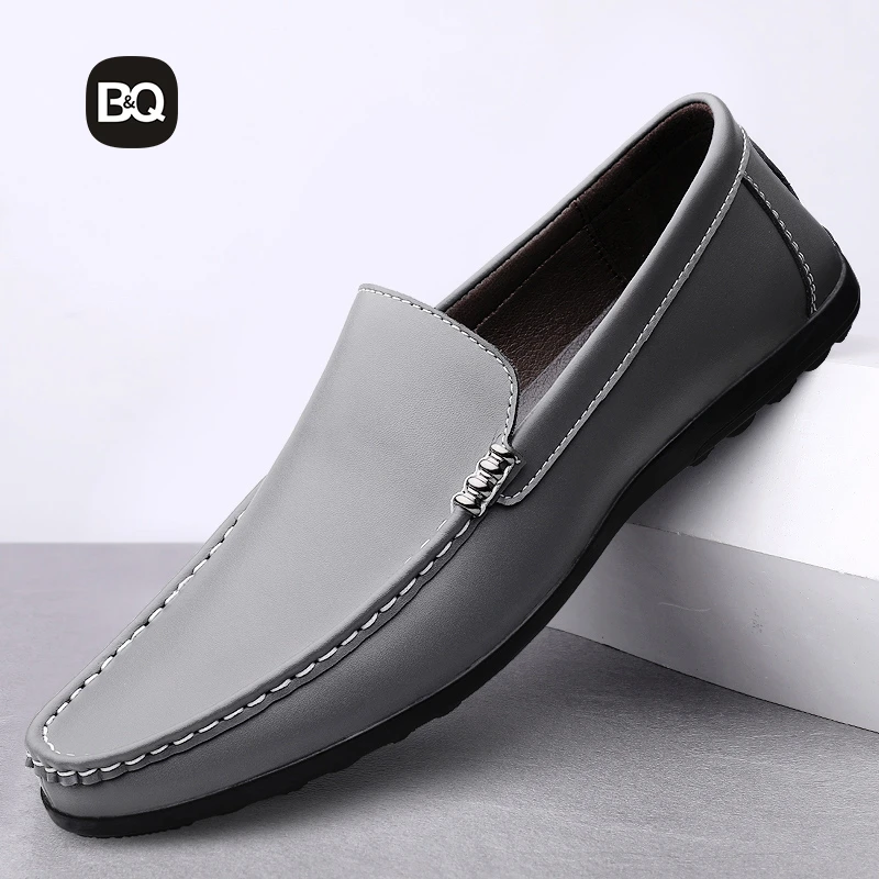 白小强2025年三周年店庆夏季新款男士真皮豆豆鞋透气皮鞋时尚百搭