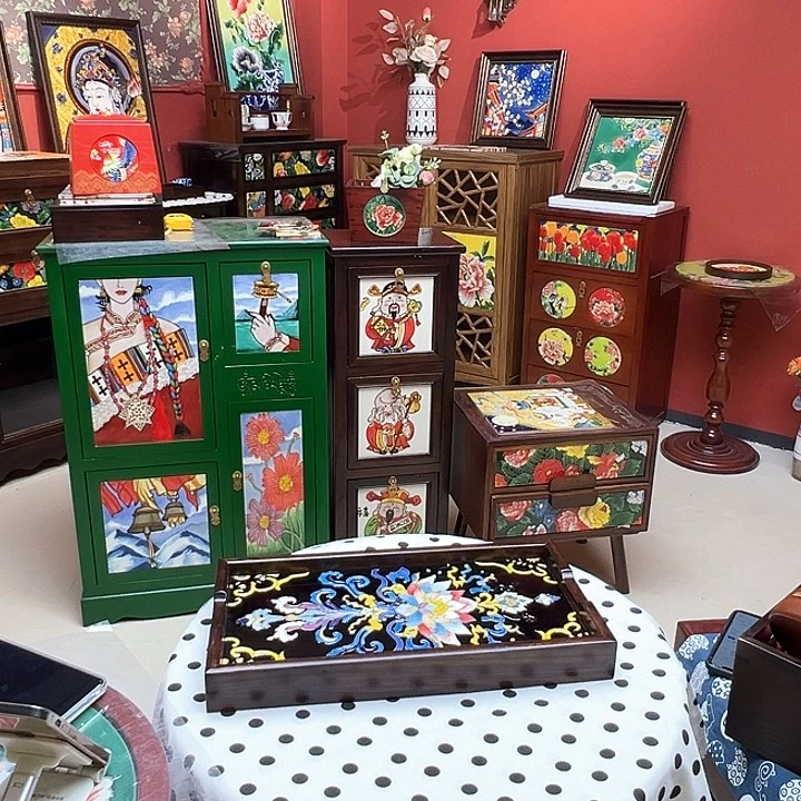 琉璃手工艺品好看的黑色的茶盘