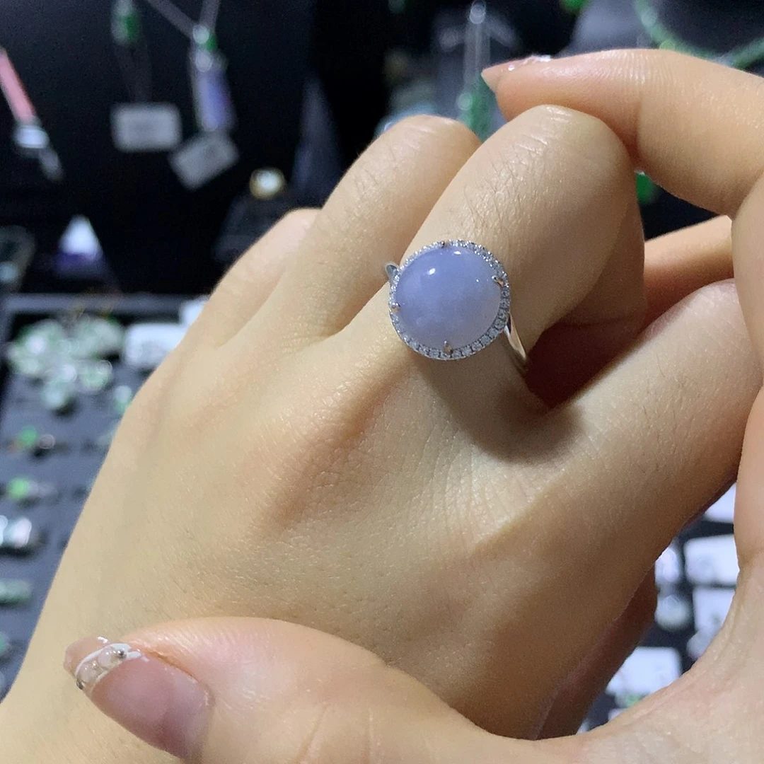 翡翠戒指银S925镶嵌戒指