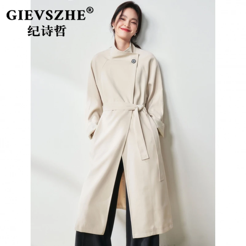 【流光风】纪诗哲时尚设计感风衣外套女秋季新款休闲通勤大衣英伦风