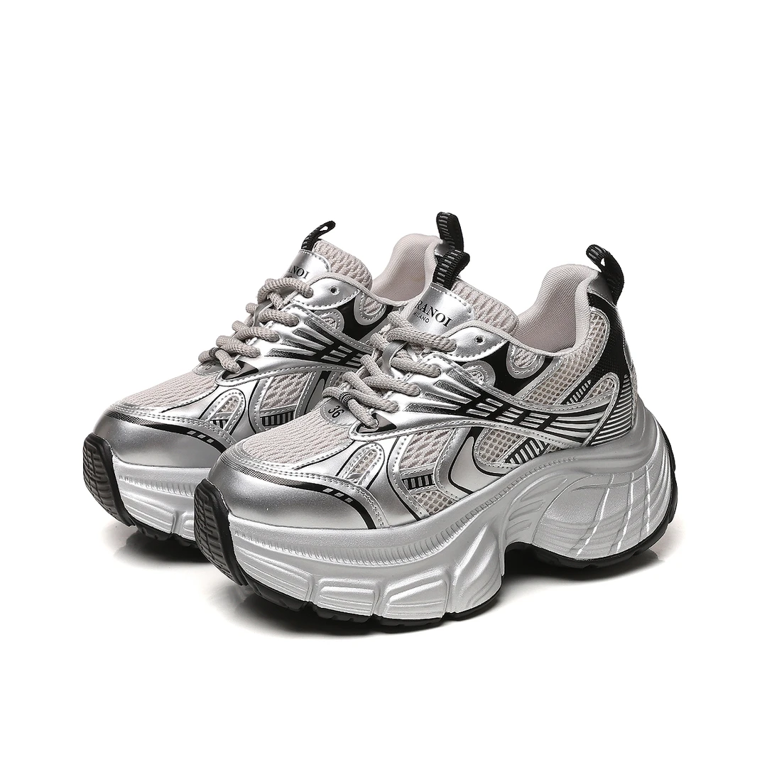 增高9CM2025秋季新款女鞋时尚百搭厚底小个子休闲老爹鞋