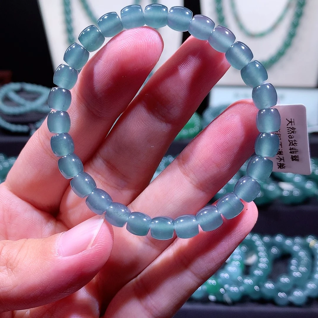 翡翠未镶嵌手链天然a货翡翠手串6.5