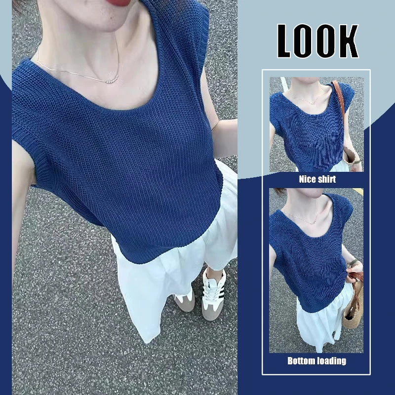 夏季女装时尚套装韩版百搭V领上衣短袖T恤白色直筒裤休闲裤两件套