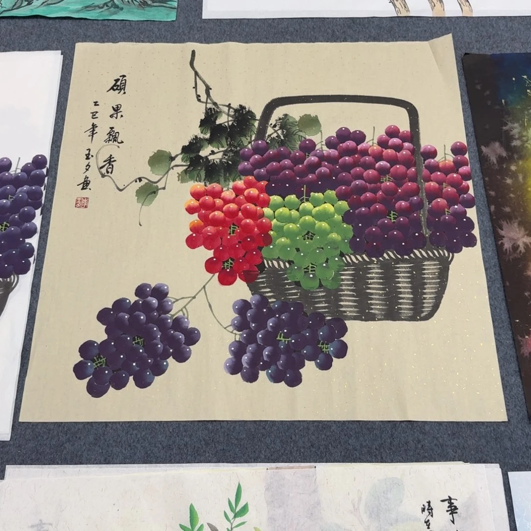 国画四尺斗方70X70纯手绘作品