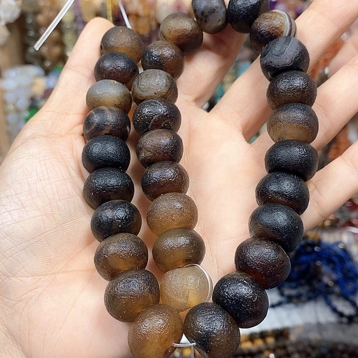 玛瑙/玉髓未镶嵌珠宝半成品橘皮老玛瑙卡15mm