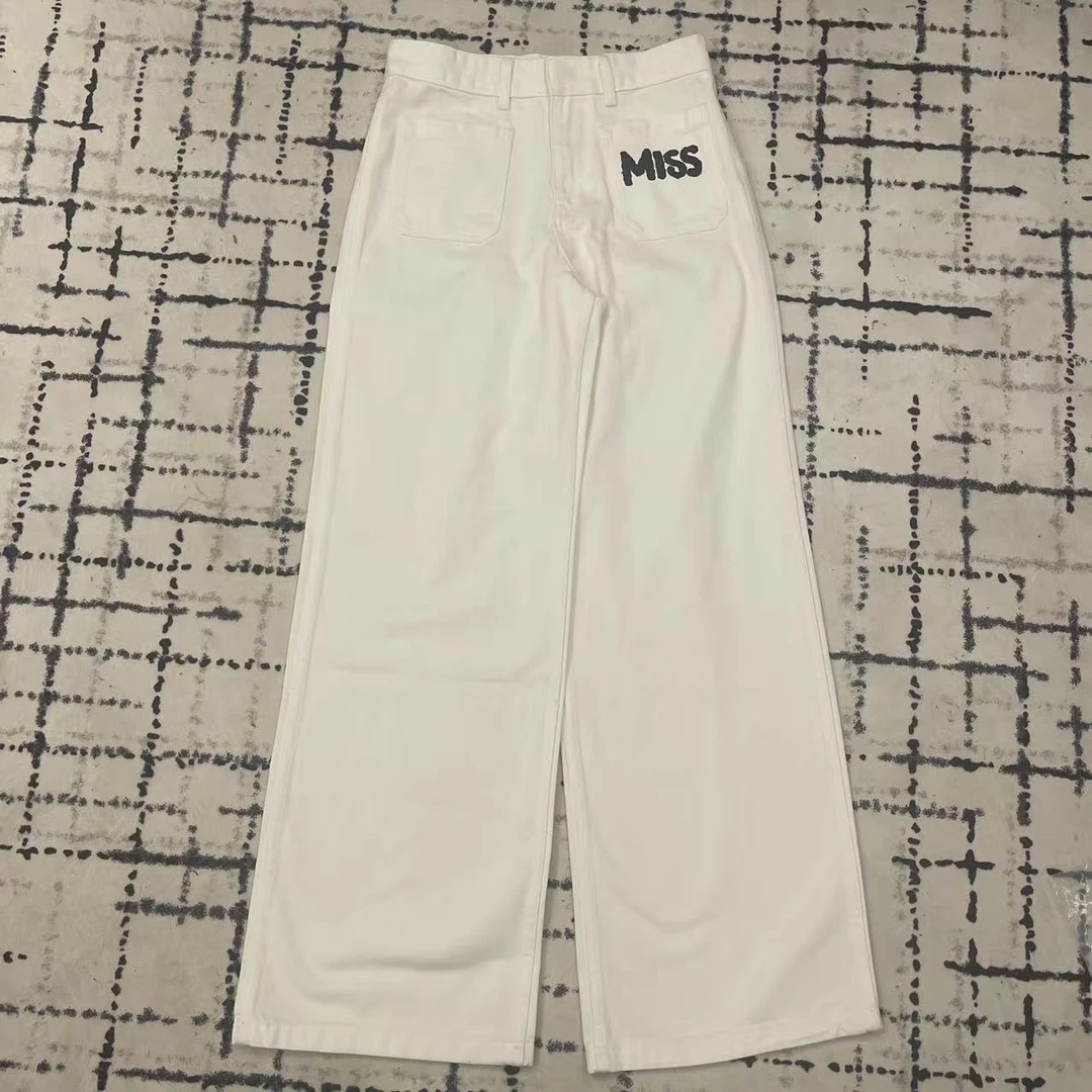 D女款白色牛仔裤-5108