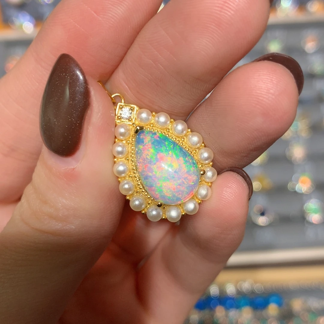 银S925镶嵌欧泊吊坠t