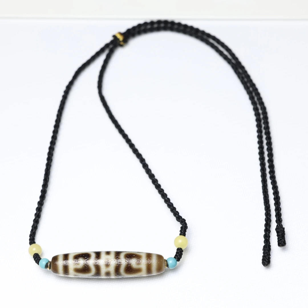 橘皮老料莲师法帽天珠项链 男女同款 尺寸约50mm×12mm左右