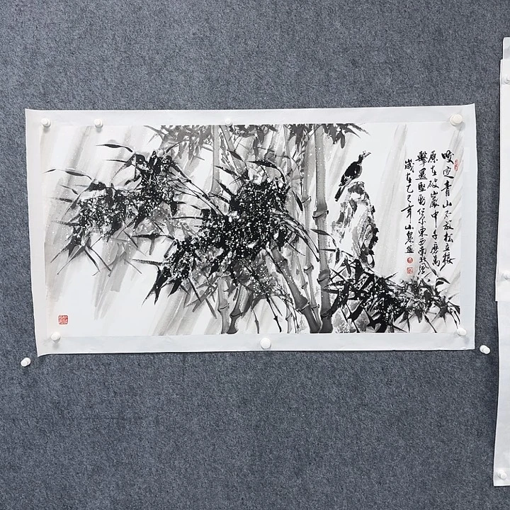 国画咬定青山不放松绘画作品