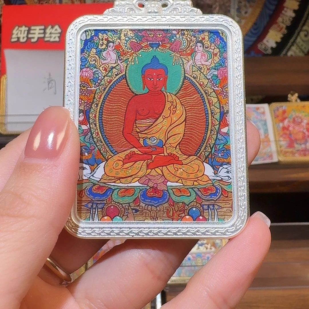吊坠藏卡精品纯手绘矿料真金阿弥陀佛