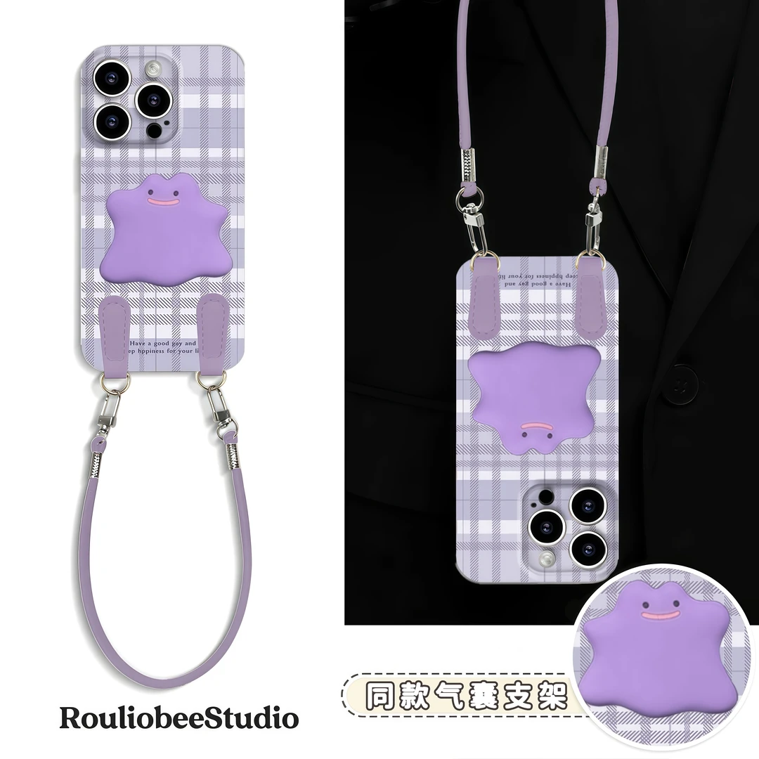 紫色怪兽支架挂绳适用苹果16手机壳iPhone15小米14vivoppo华为p70