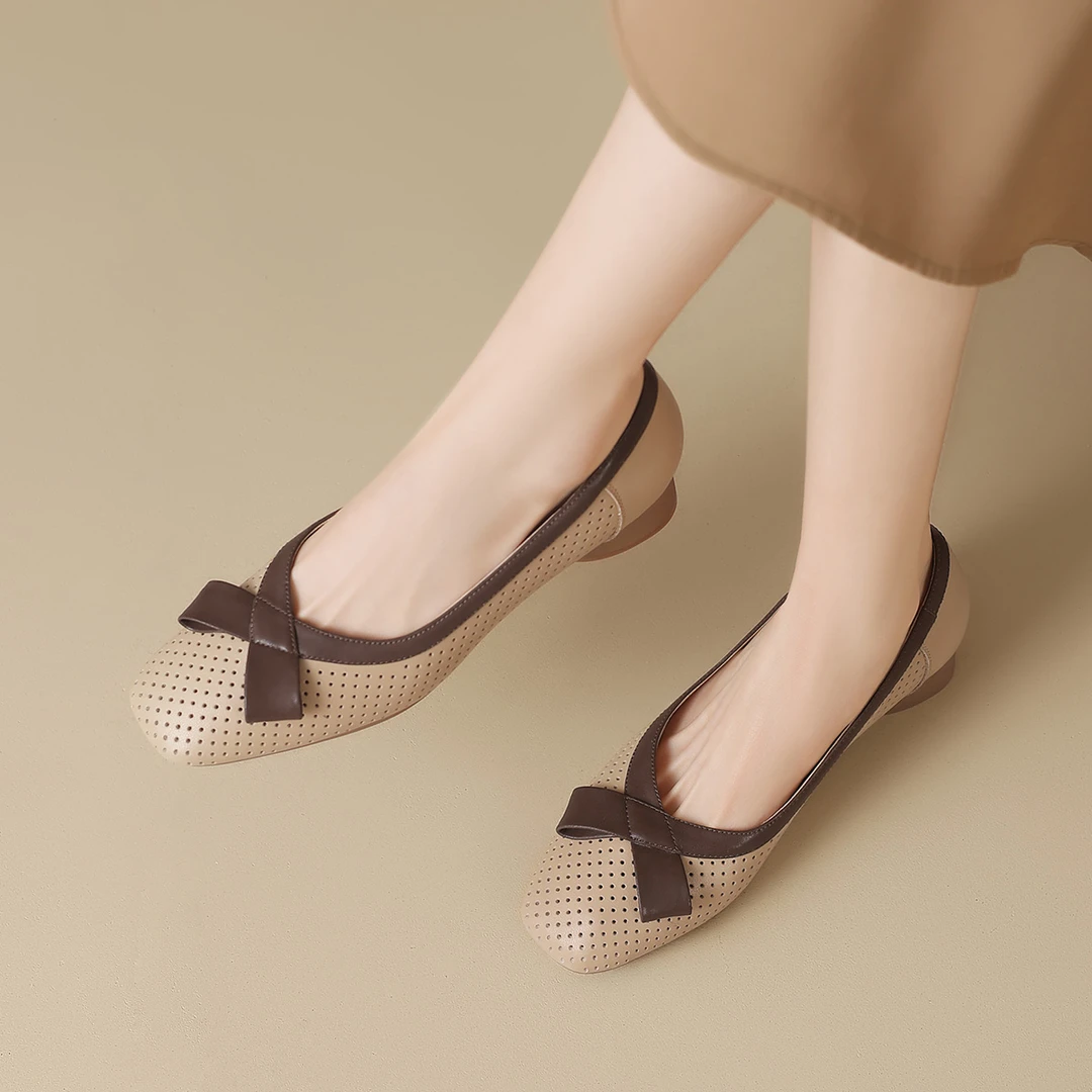 【艾菲】镂空浅口单鞋2025新款夏季法式玛丽珍女鞋粗跟透气小皮鞋子