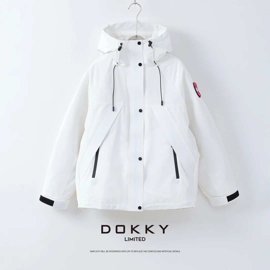 【情侣款.魁北克大鹅.紫标】DOKKY超五防.速暖御寒|连帽冲锋羽绒服