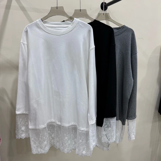 Sunshine服饰 开春新款打底蕾丝边上衣