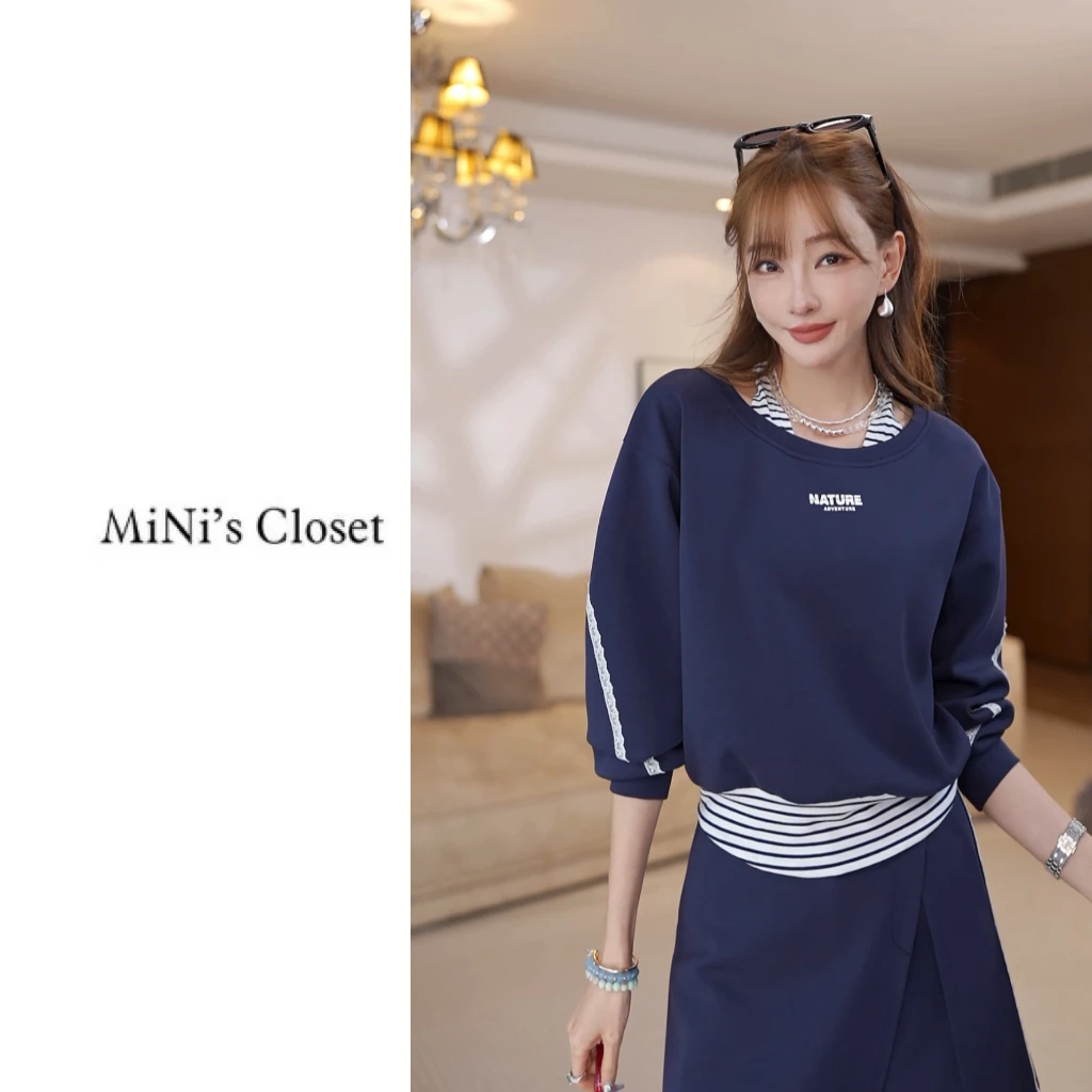 【MiNi推荐】设计师款时尚减龄撞色拼接休闲运动套装两件套JE2114