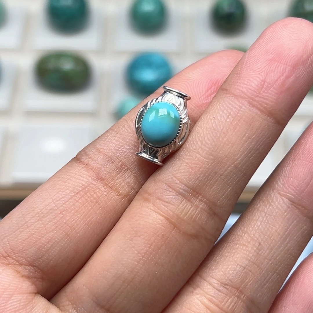 银S925镶嵌绿松石珠宝奇石