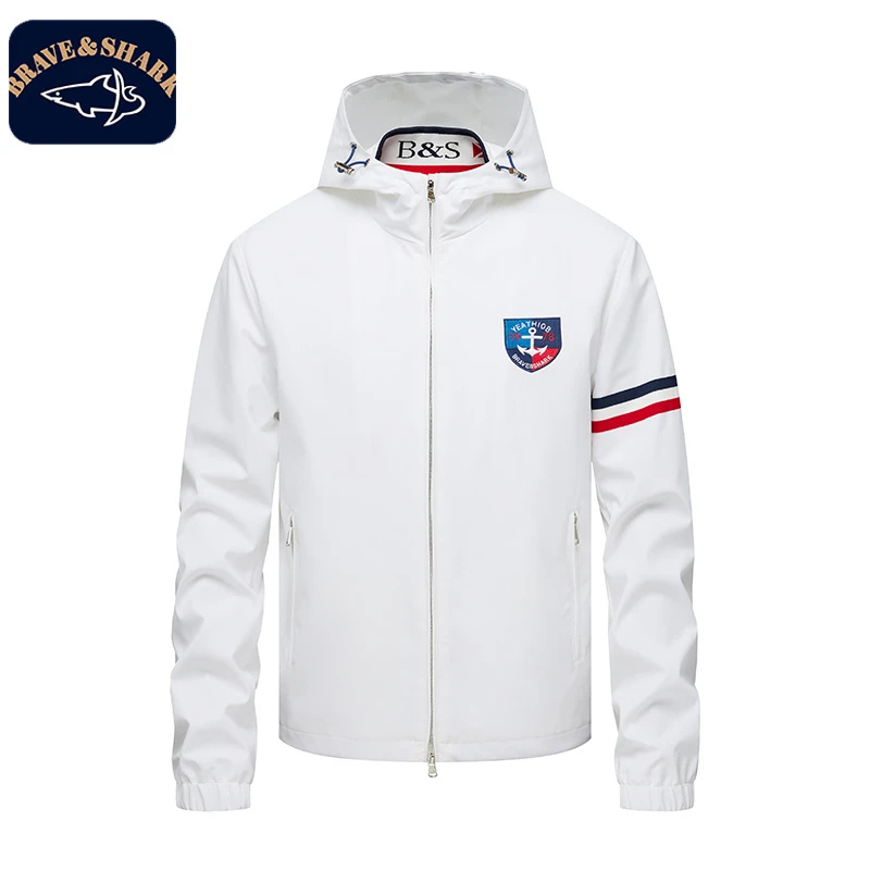 BRAVE&SHARK/勇士鲨鱼秋季高奢经典男士连帽夹克外套0826