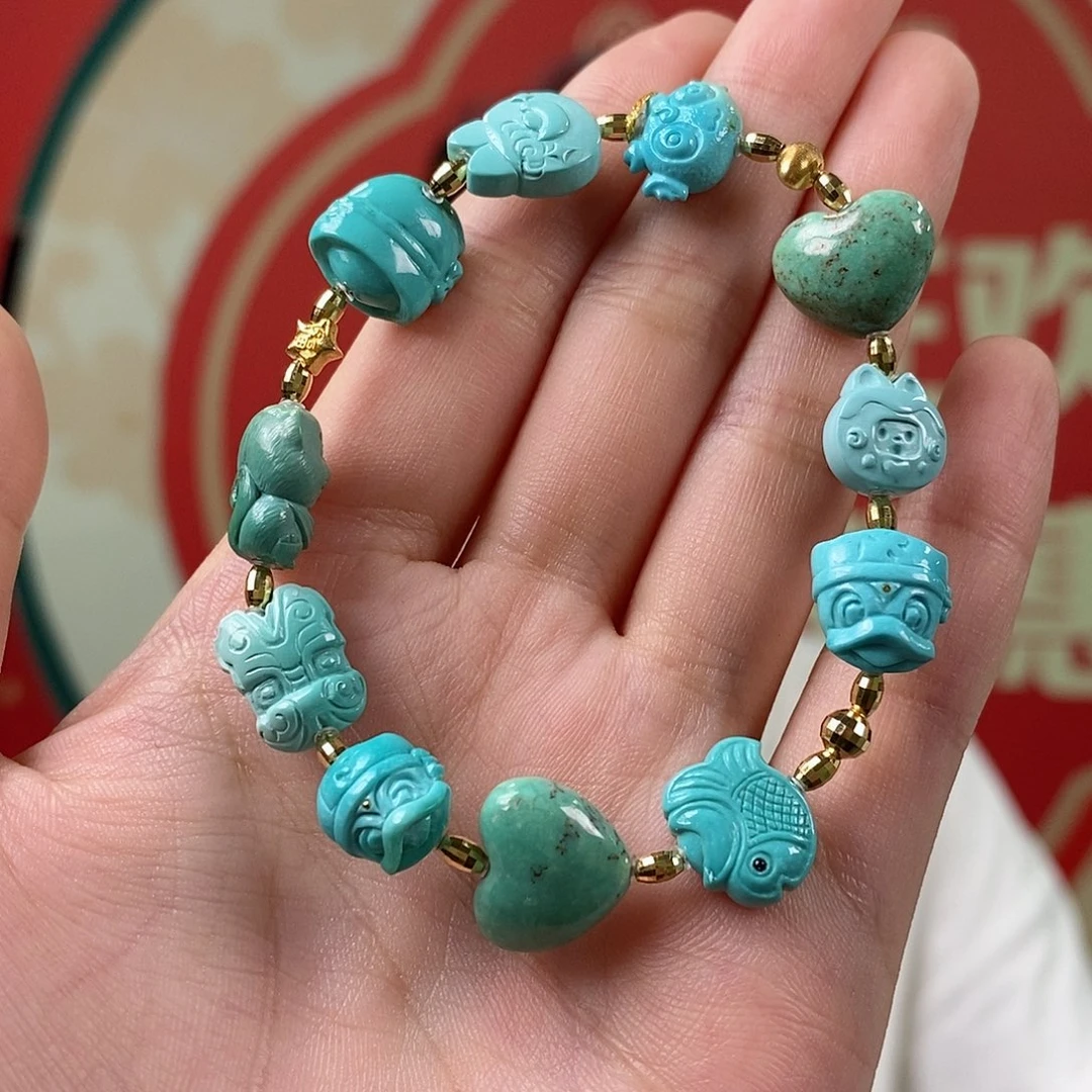 绿松石18K金镶嵌挂件