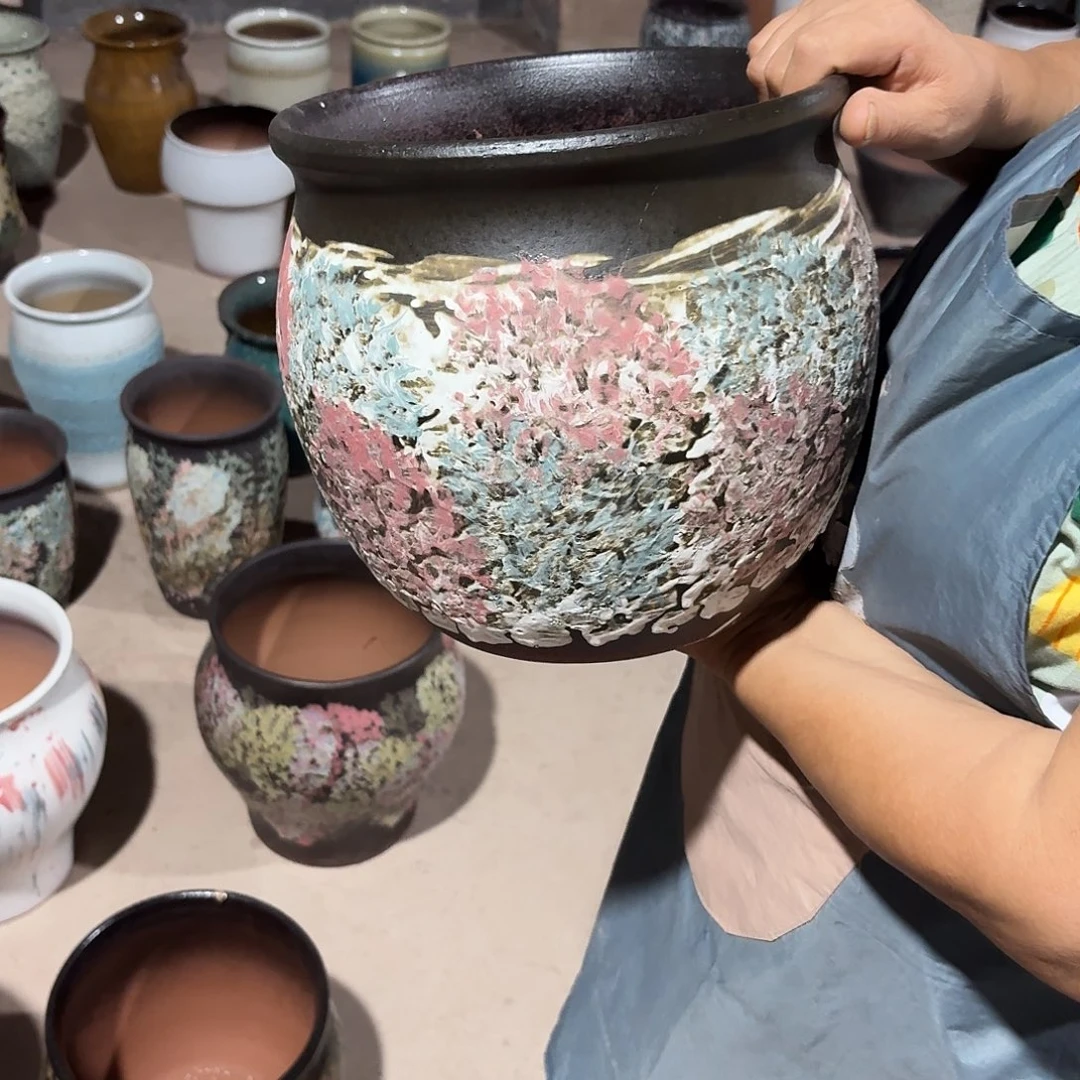紫砂花盆口24高24