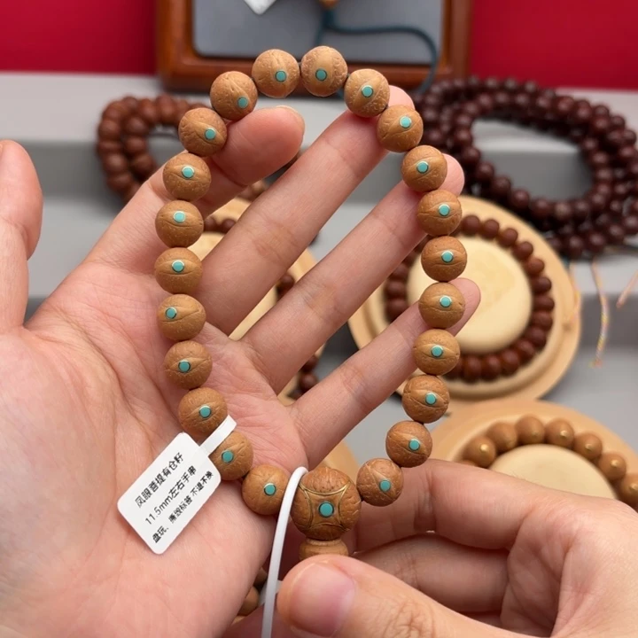 A***i手串凤眼菩提11.5左右蓝钉镶嵌手串