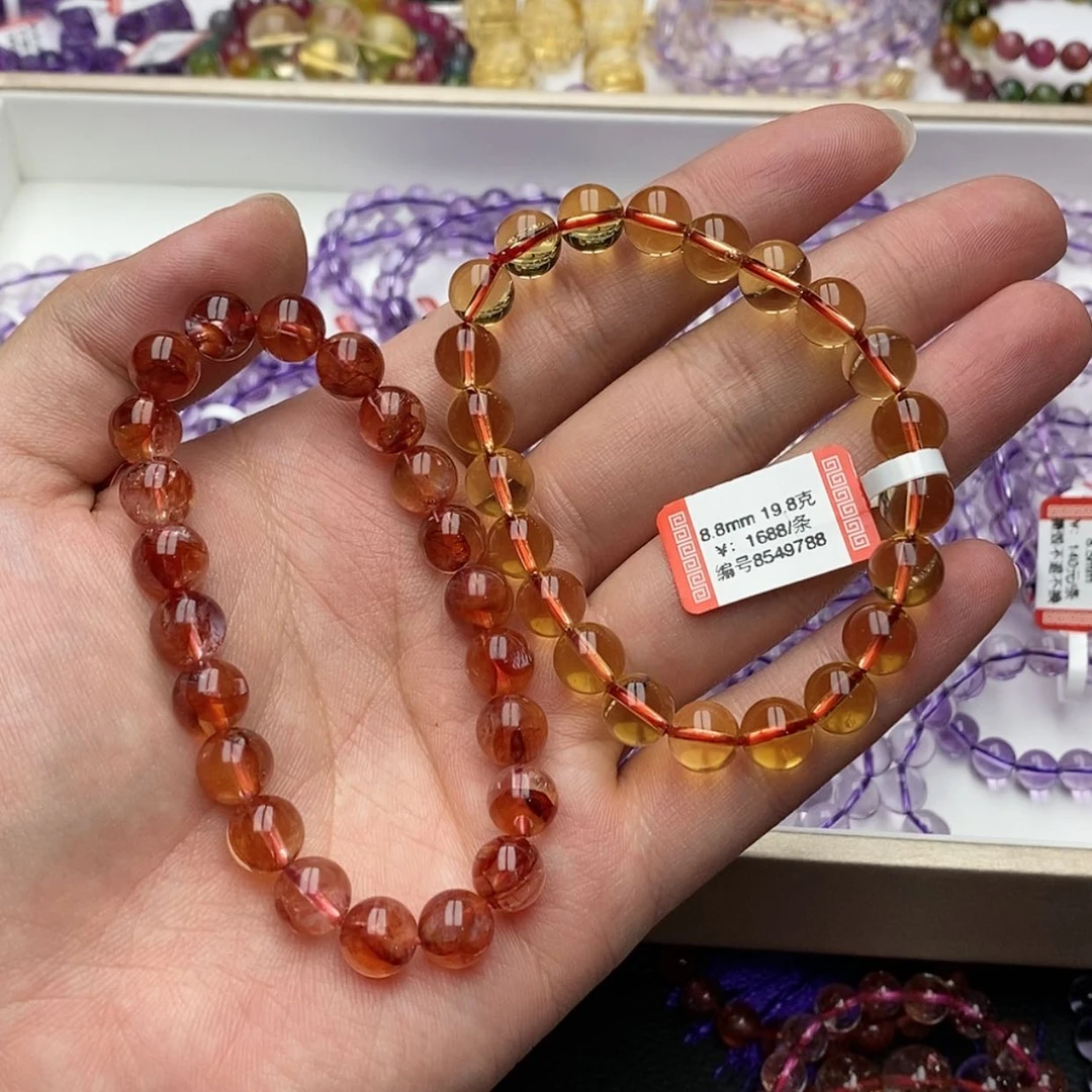 【闪购商品】水晶手链未镶嵌柒***u天然红胶花➕暴力黄