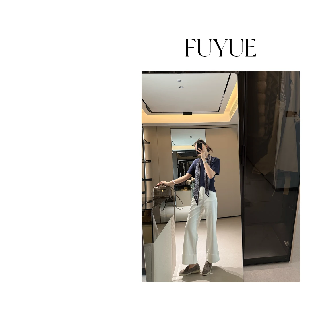 FUYUE赴约 品质白色阔腿牛仔裤显瘦轻奢气质时尚休闲百搭春季宽松